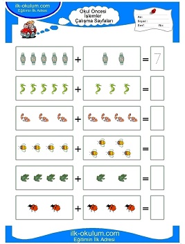 Çocuklar İçin toplam işlemi yaprak testleri 